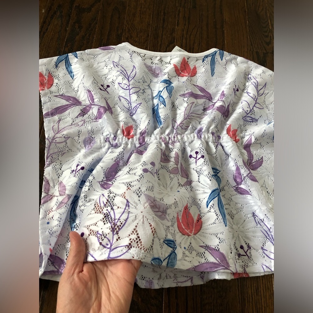 Disney Parks Girls 4/4T White/Pink/Purple Floral Disney's Frozen Caftan Cover-Up - Picture 12 of 13